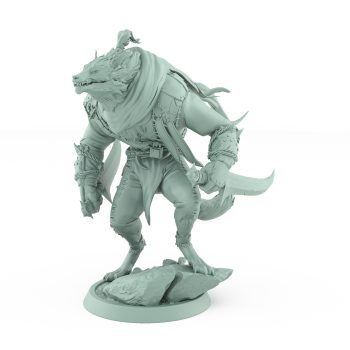 werewolf swordsman miniature poised for parry in dark fantasy armor from vampire army Order Immortalis