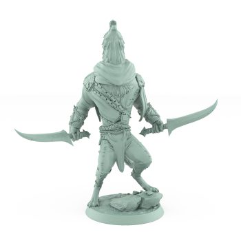 howling werewolf miniature with twin blades in battle-ready stance from vampire Order Immortalis
