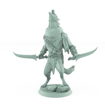 howling werewolf miniature with twin blades in battle-ready stance from vampire Order Immortalis