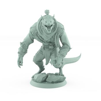 werewolf miniature in stealthy walking pose with snarling expression from Order Immortalis vampire army