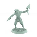 feral ratfolk barbarian mid-charge with axe and bone blade plague of rouswarm fantasy miniature