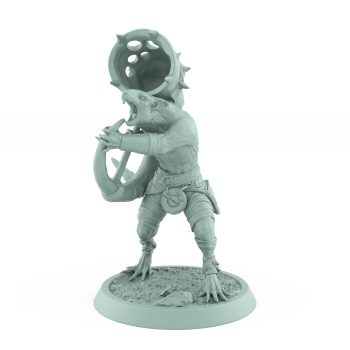 ratfolk bard blowing spiked warhorn plague of rouswarm fantasy miniature