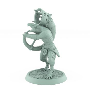 ratfolk bard blowing spiked warhorn plague of rouswarm fantasy miniature