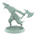 snarling ratfolk barbarian charging with axe raised plague of rouswarm fantasy miniature
