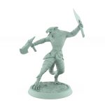 ratfolk barbarian cautiously advancing with raised axe plague of rouswarm fantasy miniature
