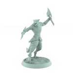 ratfolk barbarian cautiously advancing with raised axe plague of rouswarm fantasy miniature