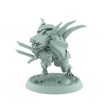 ratfolk barbarian winding up twin axes for battle plague of rouswarm fantasy miniature