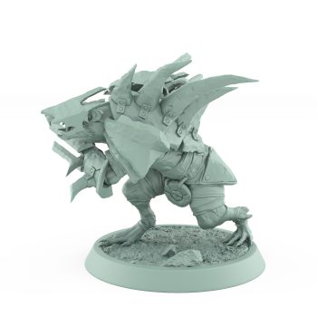 ratfolk barbarian winding up twin axes for battle plague of rouswarm fantasy miniature