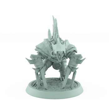 armored ratfolk berserker charging with spiked blades plague of rouswarm fantasy miniature
