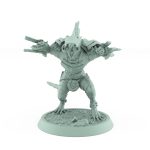 armored ratfolk berserker roaring with blades and spikes plague of rouswarm fantasy miniature