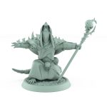ratfolk plague priest casting spell with skull staff and spiked armor plague of rouswarm fantasy miniature