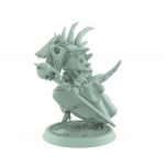 ratfolk plague priest kneeling with staff and skulls in prayer plague of rouswarm fantasy miniature