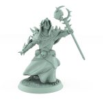ratfolk plague priest running with skull staff and spiked helm plague of rouswarm fantasy miniature