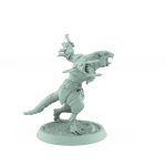 ratfolk plague priest screaming with crescent staff and tattered robes plague of rouswarm fantasy miniature