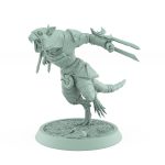 ratfolk rogue shouting while raising plague horn fantasy miniature plague of rouswarm