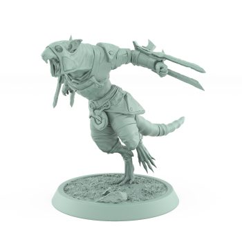 ratfolk rogue shouting while raising plague horn fantasy miniature plague of rouswarm