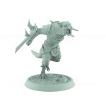 ratfolk rogue shouting while raising plague horn fantasy miniature plague of rouswarm