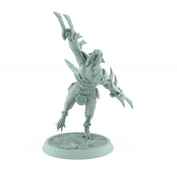 jumping rat rogue with twin plague claws airborne leap fantasy miniature plague of rouswarm