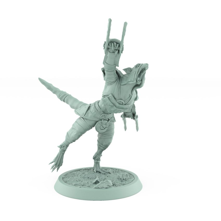jumping rat rogue with twin plague claws airborne leap fantasy miniature plague of rouswarm