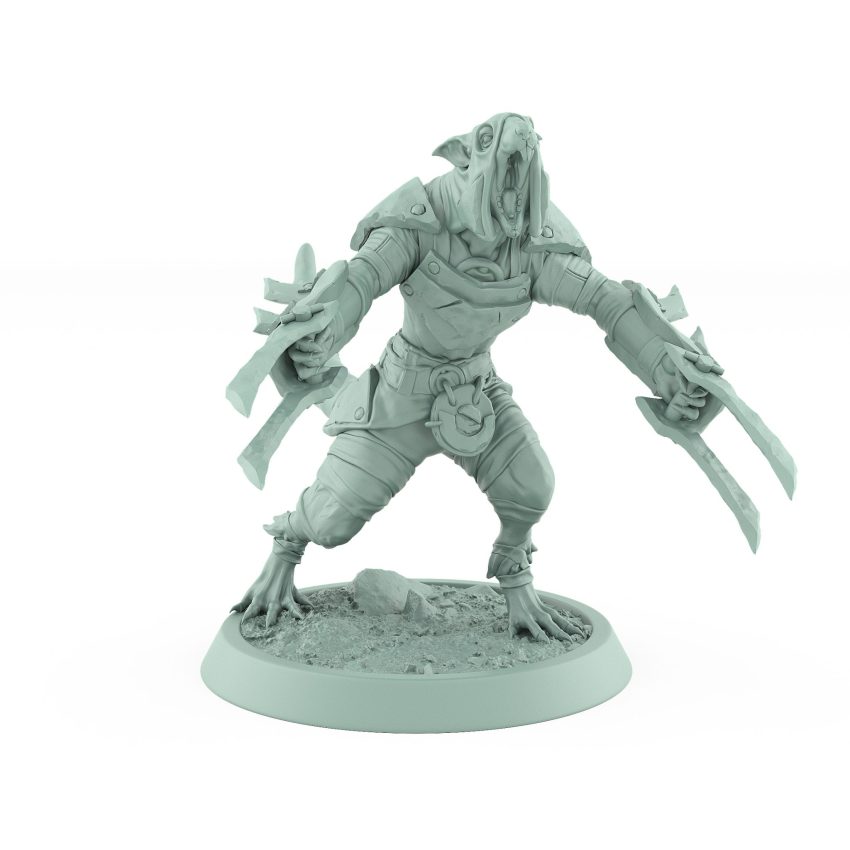 leaping rat rogue lunging with twin plague claws fantasy skaven miniature plague of rouswarm