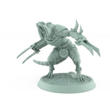 skaven rogue screaming with dual claw blades plague of rouswarm fantasy mini