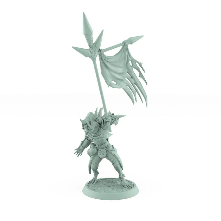 infantry ratfolk warrior thrusting spear dynamic pose plague of rouswarm