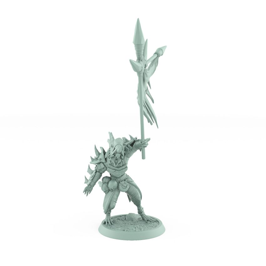 infantry ratfolk warrior thrusting spear dynamic pose plague of rouswarm