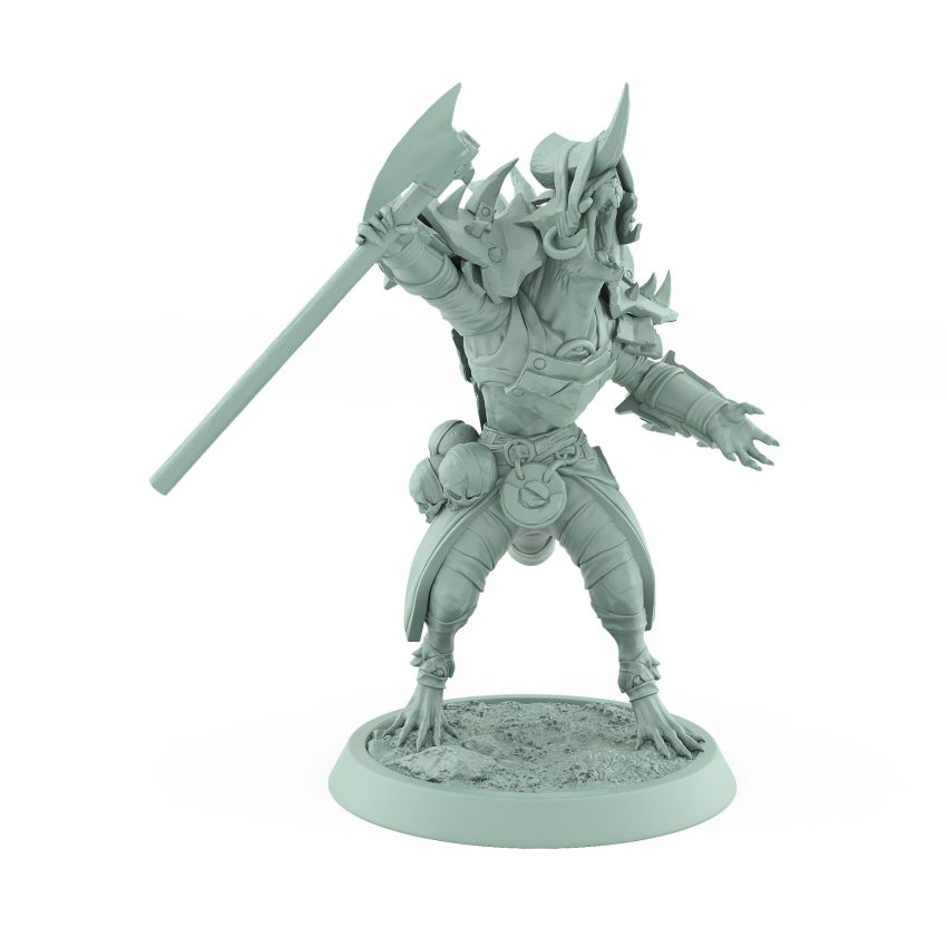 ratfolk throwing axe dynamic pose vermin armor