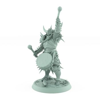 dark fantasy human drummer with horned helmet and war drum from unchained collection