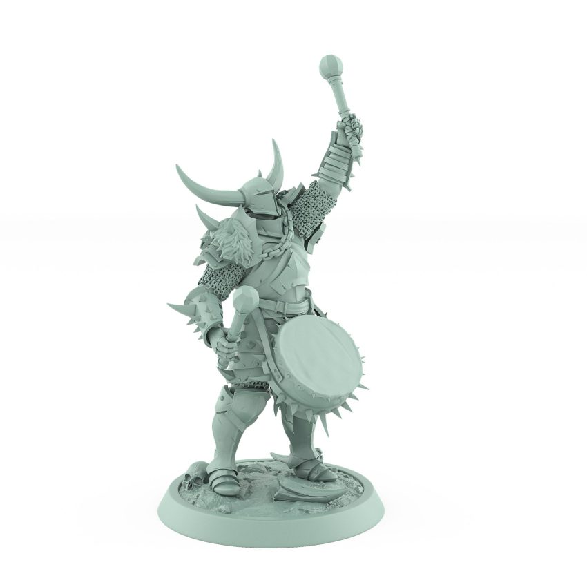 dark fantasy human drummer with horned helmet and war drum from unchained collection