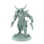 human fantasy miniature with dual axes horned helmet and spiked armor from the unchained collection