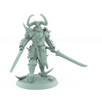 heavily armored fantasy warrior with twin swords from the unchained collection