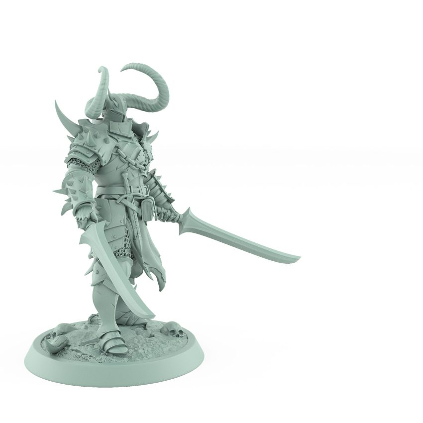 heavily armored fantasy warrior with twin swords from the unchained collection
