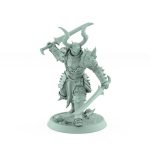 human warrior miniature charging with dual axes wearing horned armor from the unchained collection