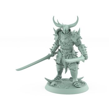 human warrior with twin swords standing in ready stance from the unchained collection