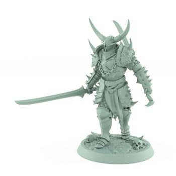 armored human fighter walking with twin swords from the unchained collection