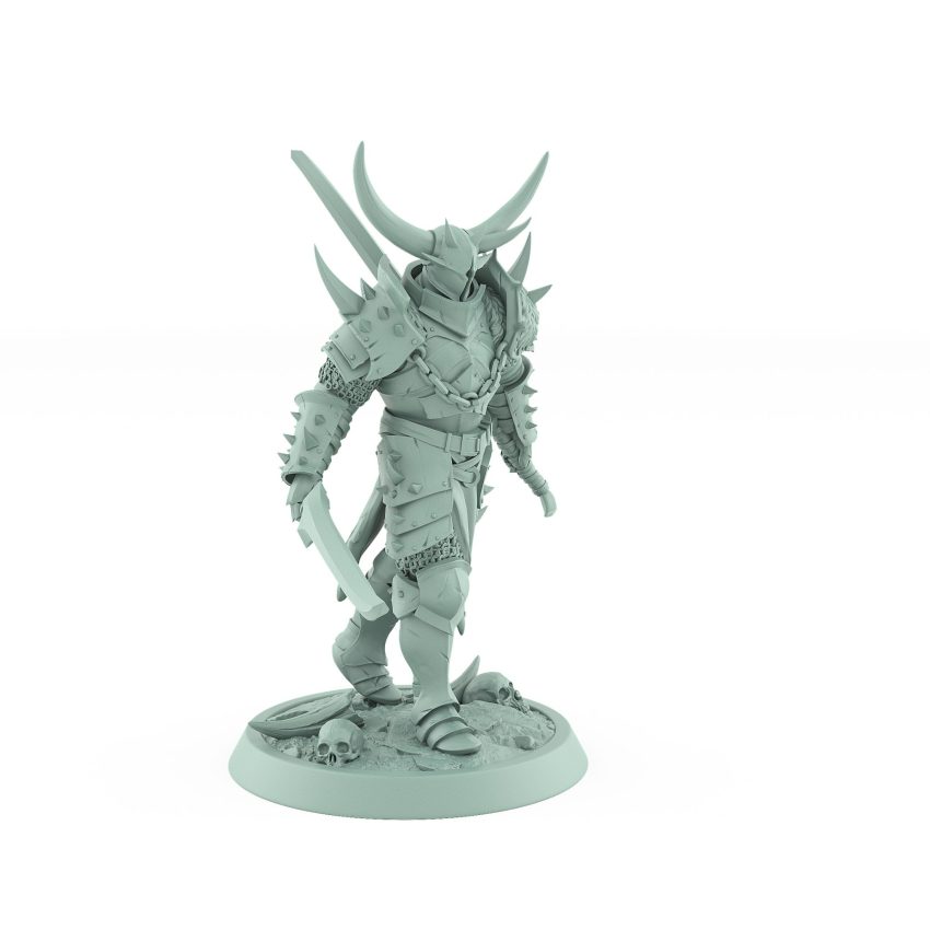 armored human fighter walking with twin swords from the unchained collection