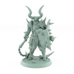light armored human warrior miniature with spiked flail and horned helmet shield from unchained collection