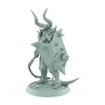 light armored human warrior miniature with spiked flail and horned helmet shield from unchained collection