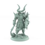 light armored human warrior miniature with spiked flail and horned helmet shield from unchained collection
