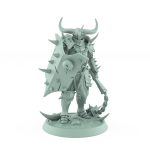 standing armored chaos warrior holding flail and spiked shield from unchained collection