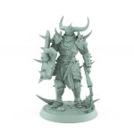 standing armored chaos warrior holding flail and spiked shield from unchained collection