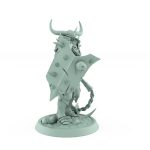 standing armored chaos warrior holding flail and spiked shield from unchained collection