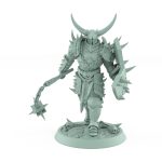 armored dark fantasy human walking with spiked shield and flail from unchained collection