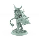 armored dark fantasy human walking with spiked shield and flail from unchained collection