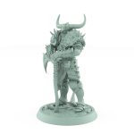 grim armored human warrior miniature resting on great axe from unchained collection