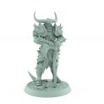 grim armored human warrior miniature resting on great axe from unchained collection