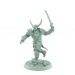 fantasy miniature of armored human running forward with sword raised from unchained collection