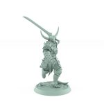 fantasy miniature of armored human running forward with sword raised from unchained collection