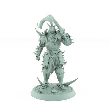 fantasy miniature of armored human standing calmly with sword in hand from unchained collection